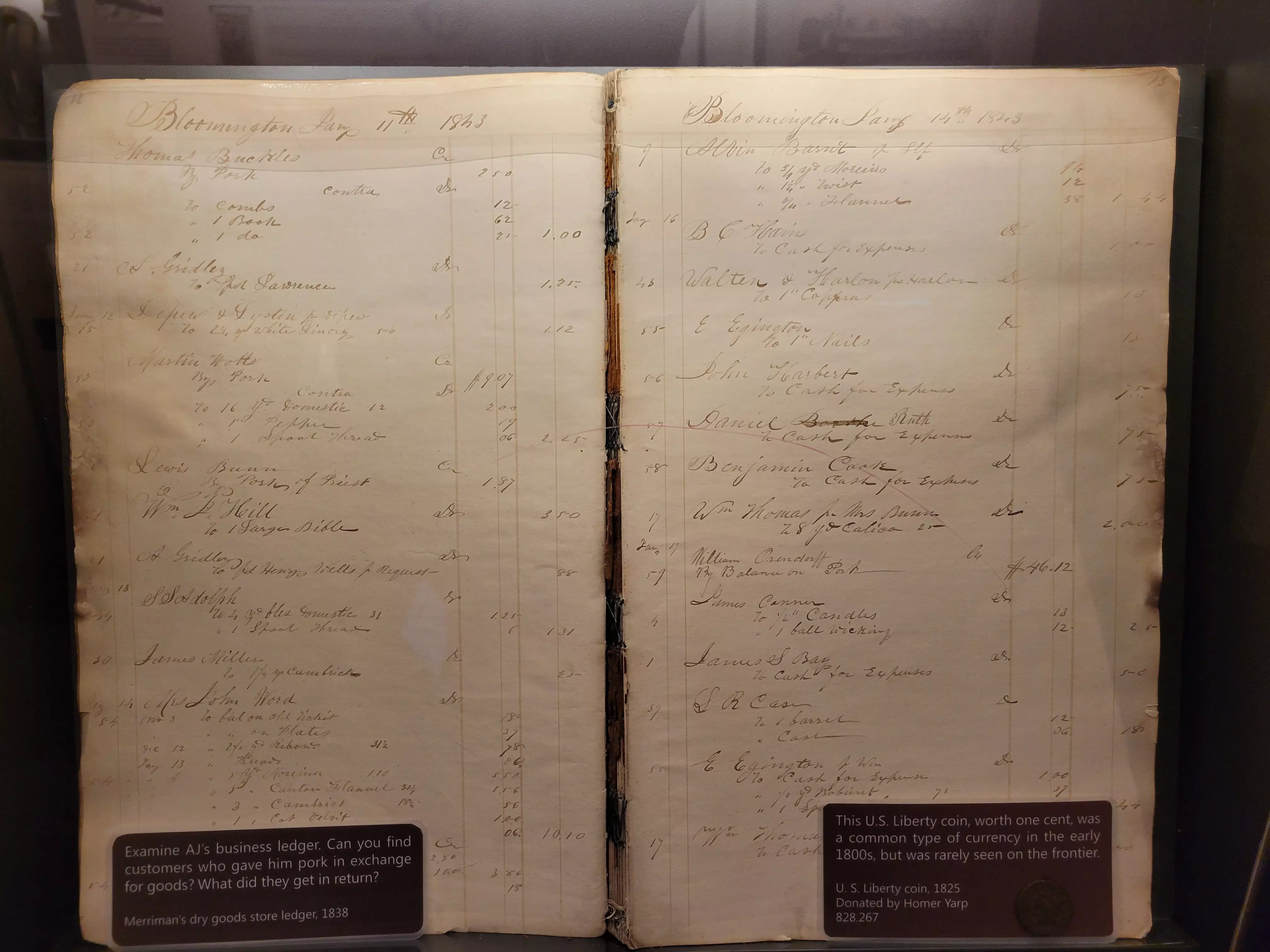 Photo of the ledger from Merriman's store.