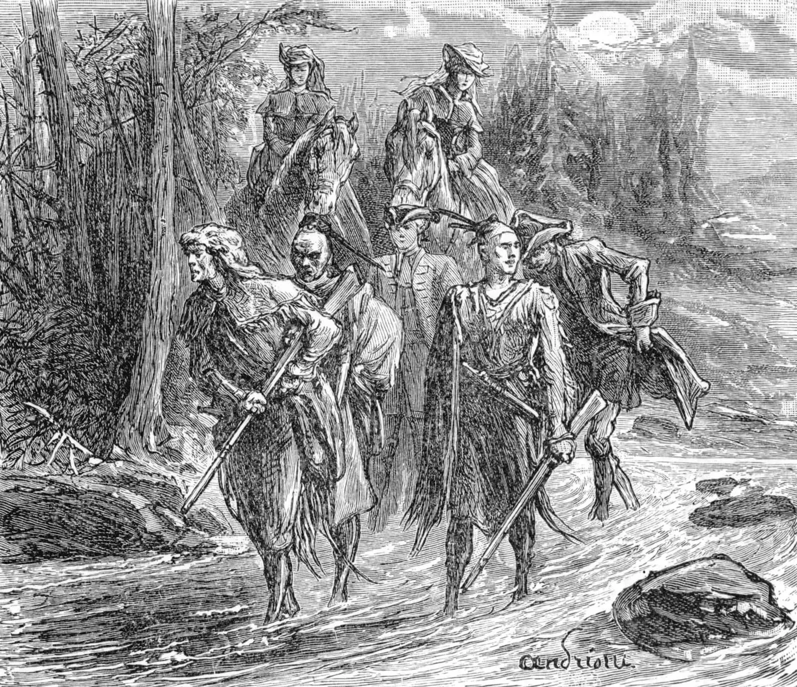 French hunters push westward into the American frontier hunting and trapping furs for trade in Europe.