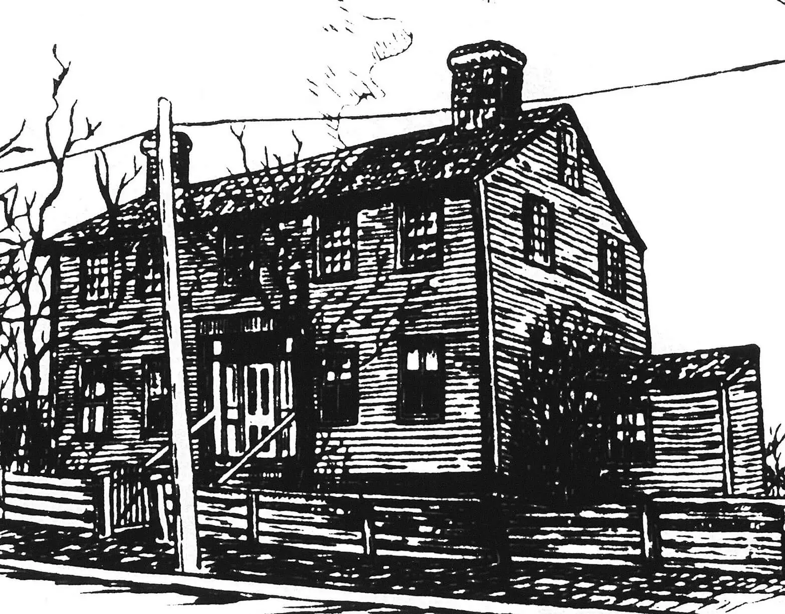 Illustration of a simple two-story framed home