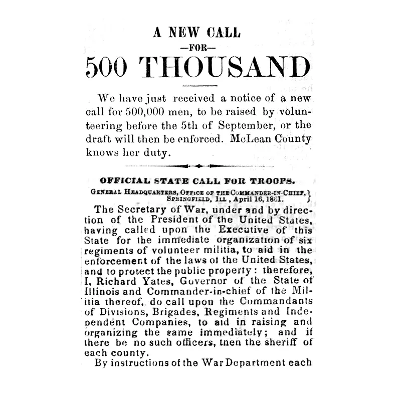 Newspaper clipping entitled A New Call for 500 Thousand