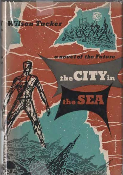 Brown and light blue cover, a human figure appears to be coming out of the sea
